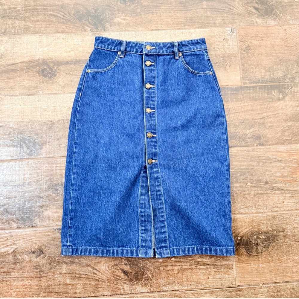 Rolla's Womens Melrose High Rise Knee Length‎ Pencil Denim Skirt, Blue, 28 (6)